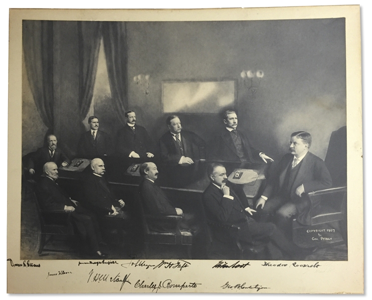 Theodore Roosevelt Signed Cabinet Photo -- Roosevelt Signs the Photo, Along With Nine Members of His Cabinet, Including William Taft -- With University Archives COA